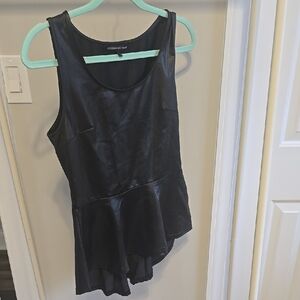 Black Sleeveless Asymmetrical Peplum Top